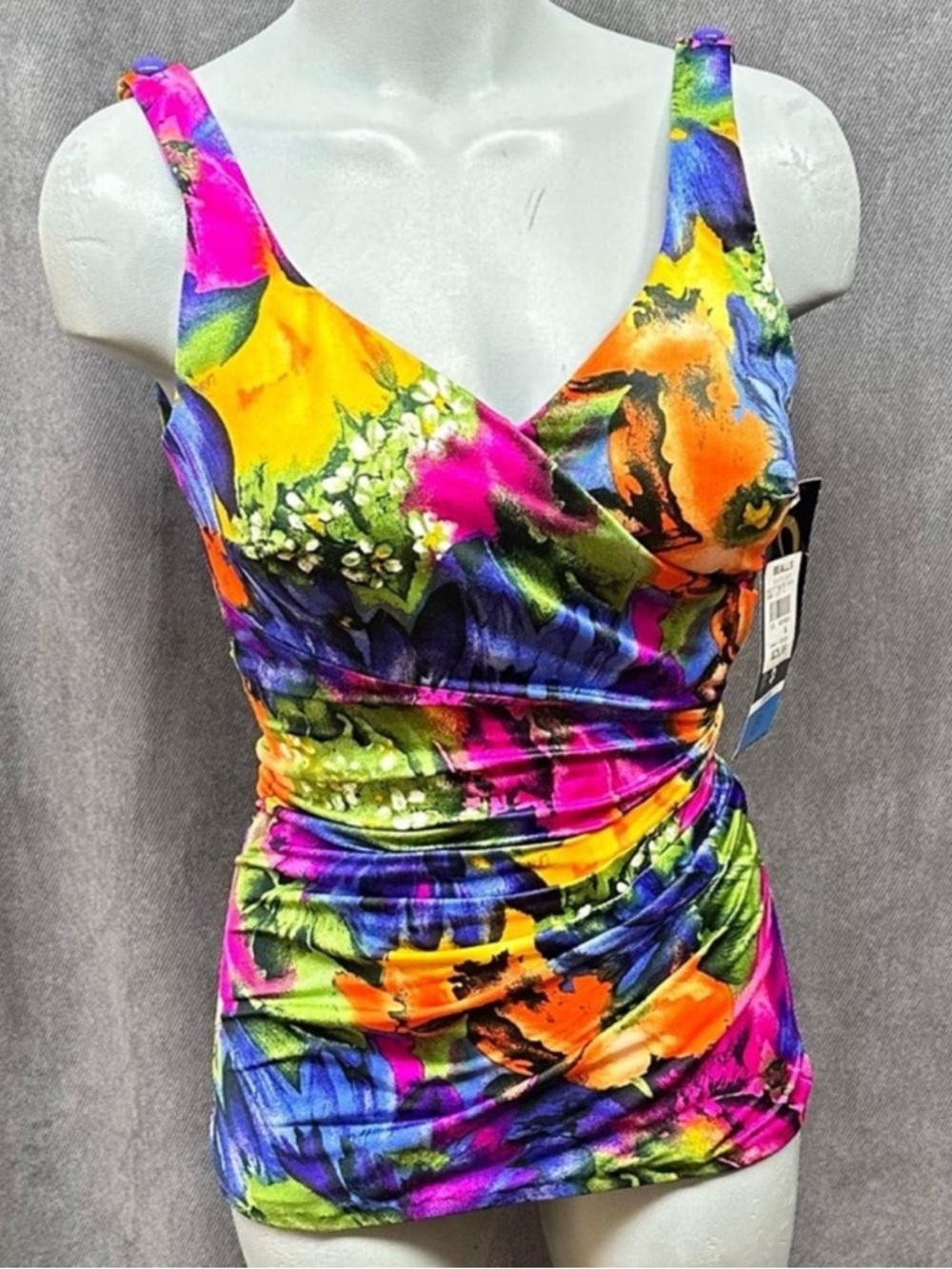 Vintage Bright Colorful swimsuit  Made in USA 34B Cazimi